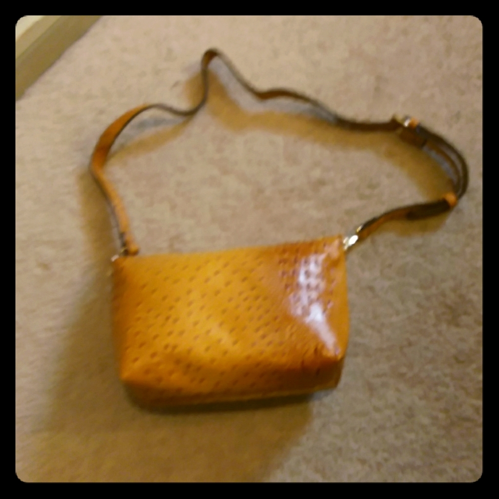 BN vegan leather ostrich-textured crossbody bag